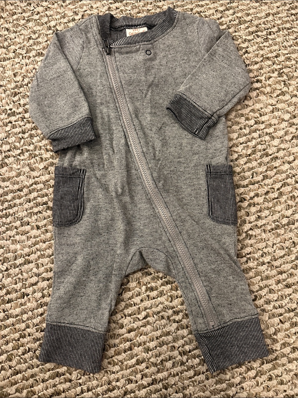 Cat & Jack Gray Zip-Front Baby Romper